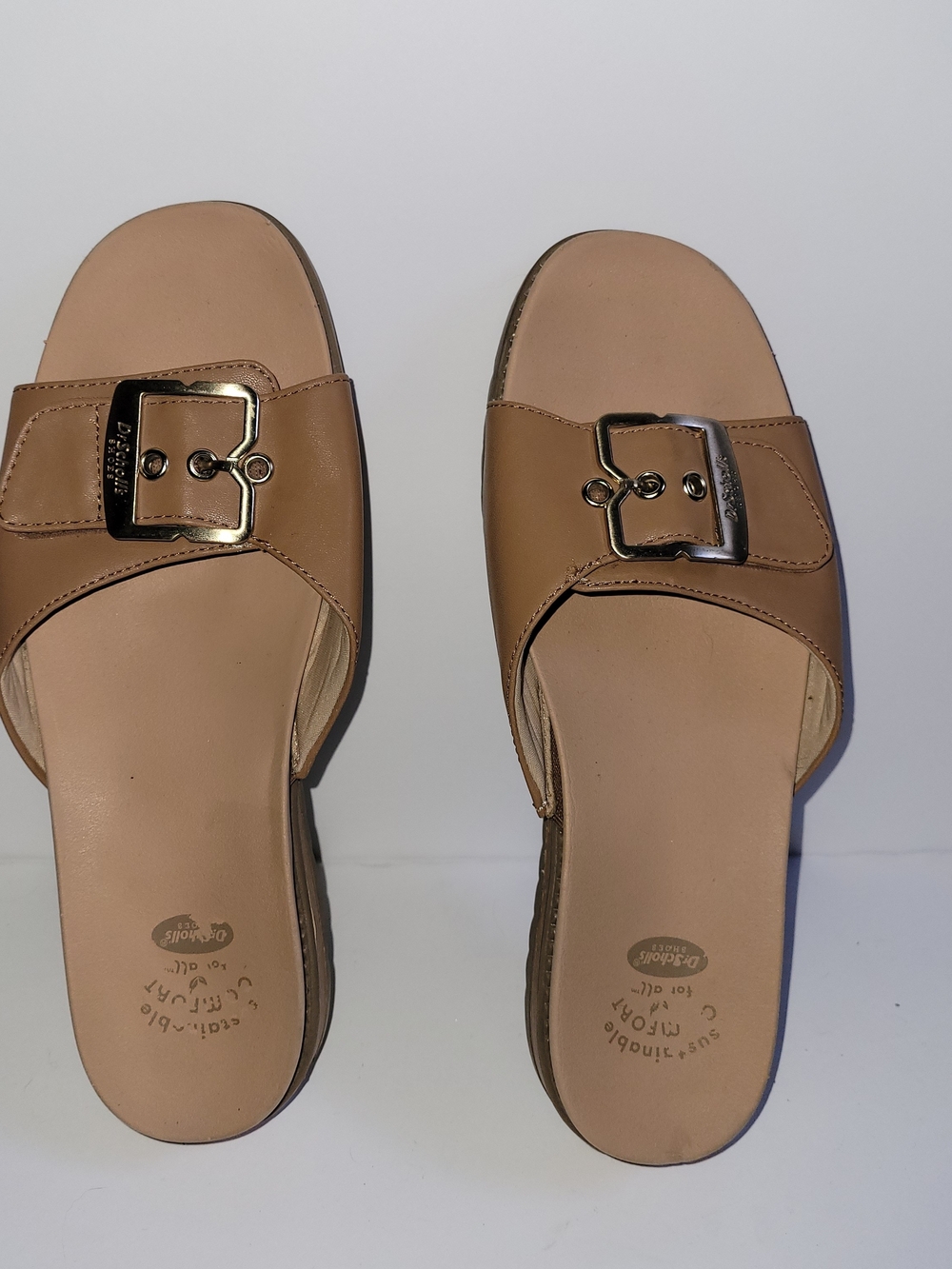 Dr. Scholl's Women's Tan Slide Mules with Buckle